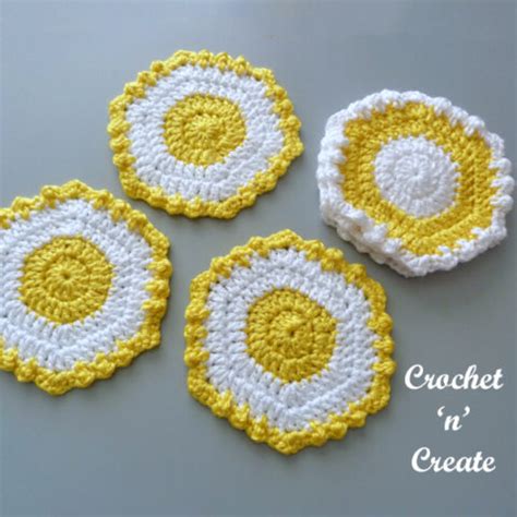 Sunshine Hexagon Crochet Coaster Free pattern - crochetncreate