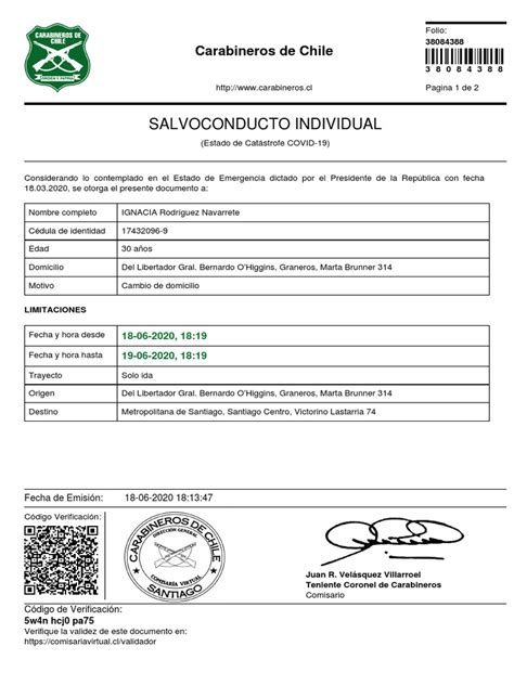 Admin Salvoconducto Individual Mudanza 38084388 Pdf Chile Gobierno