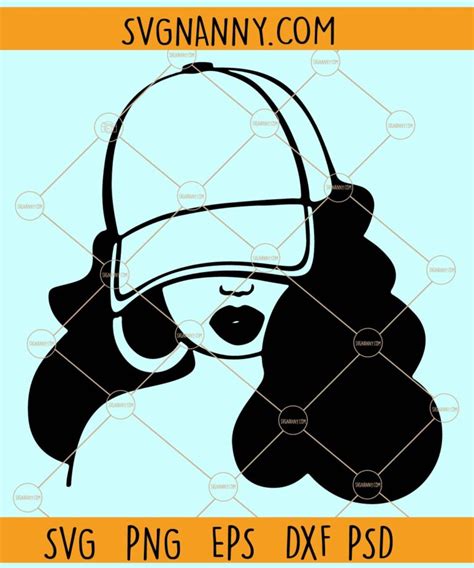 Melanin Woman With Baseball Cap Svg Afro Woman Cap Low Svg Afro Woman