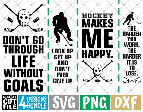 4x Ice Hockey Quote Designs Bundle Svg Hockey Player Svg Etsy