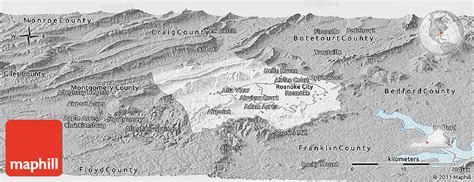 Gray Panoramic Map of Roanoke County