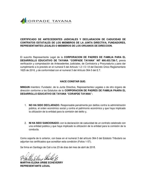 Certificado Representante Legal Pdf