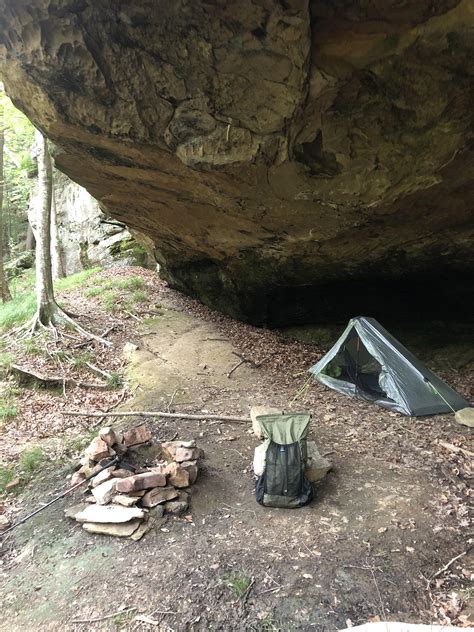 My sweet rock shelter camp spot in Sipsey Wilderness. It poured down ...