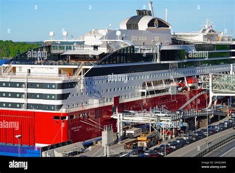 STOCKHOLM, SWEDEN -30 MAY 2022- View of the Viking Glory ship, a red ...