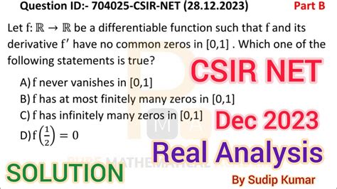 Csir Net Dec Mathematics Solution Csir Net Dec Real