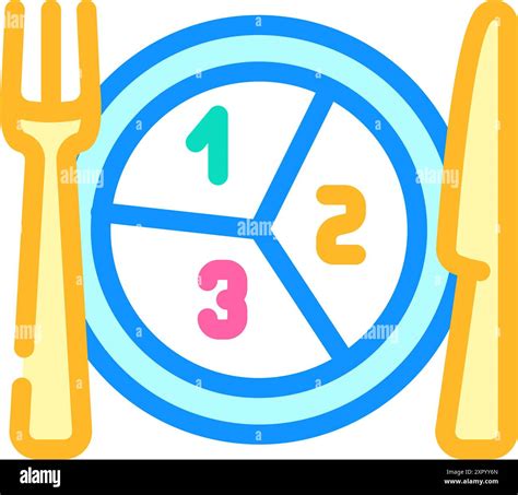 Portion Control Obesity Overweight Color Icon Vector Illustration Stock