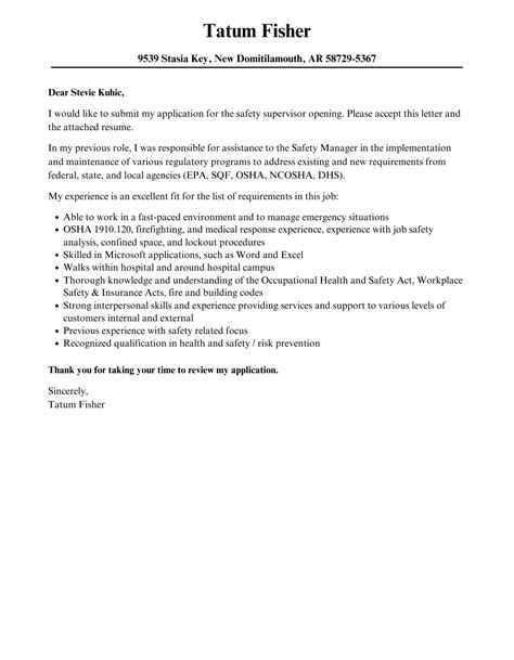 Safety Officer Cover Letter Word Format