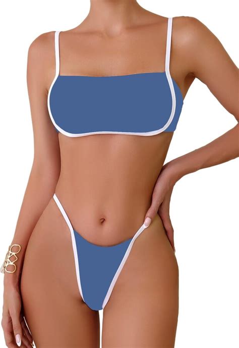 YAUASOPA Women S Bikini Sets Sporty Two Piece Swimsuit Color Block