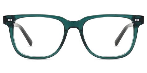 Unisex Glasses Medium Ac Clear Green Acetate Square Frame