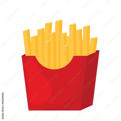 French Fries Vector Fast Food Icon Clipart Cartoon Animated