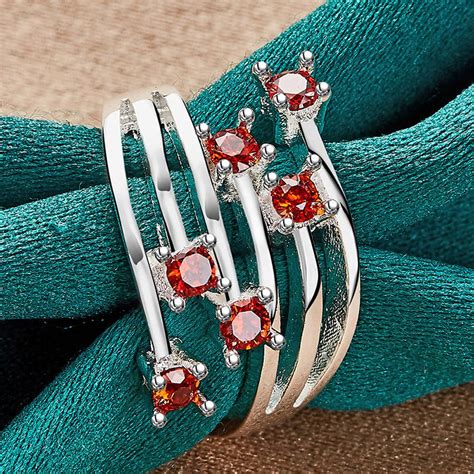 Koupit Sterling Silver Six Star Point Zircon Prsten Pro