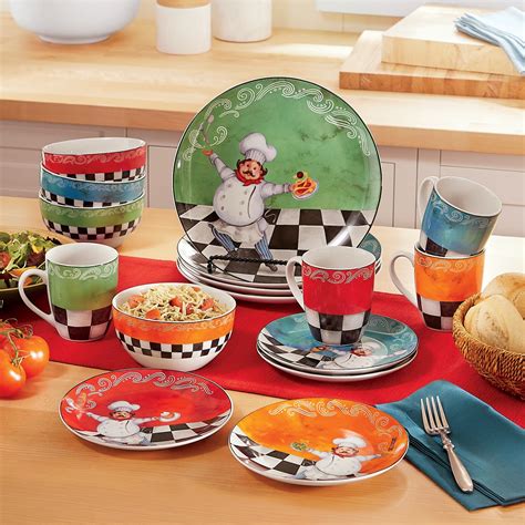 16 Piece Assorted Colorful Chef Dinnerware Set Country Door