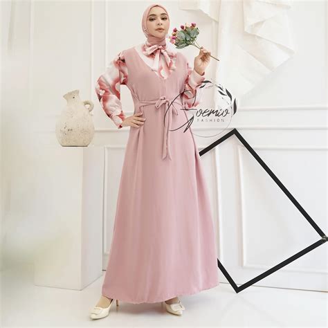 Jual Ilook Yasmin Maxi Gamis Syar I Shakila Motif Combi Crinkle