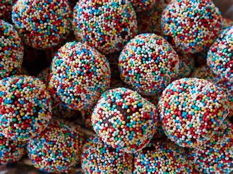 Homemade Cocoa Chocolate Balls Covered With Tiny Candies Stock Image