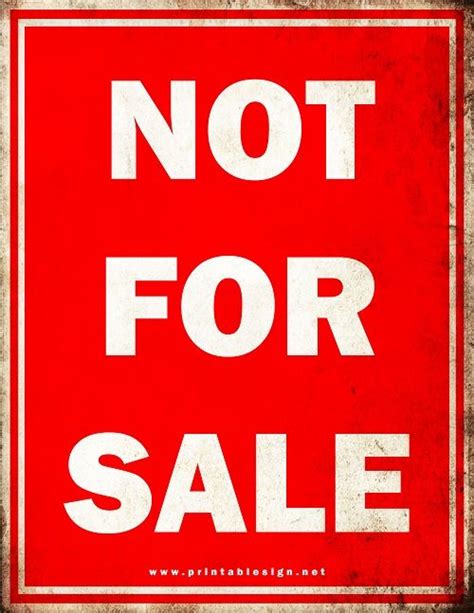 Not For Sale Sign Template | FREE Download Ready Made Free to download ...