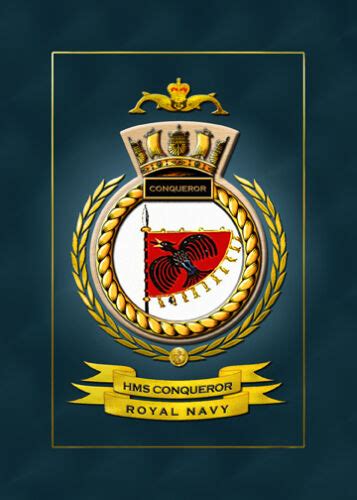 HMS CONQUEROR SUBMARINE SHIPS BADGE/CREST - HUNDREDS OF HM SHIPS IN ...