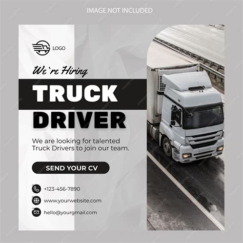 Premium PSD | Hiring truck driver social media banner and instagram