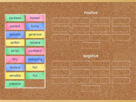 Adjectives Positives Vs Negatives Group Sort