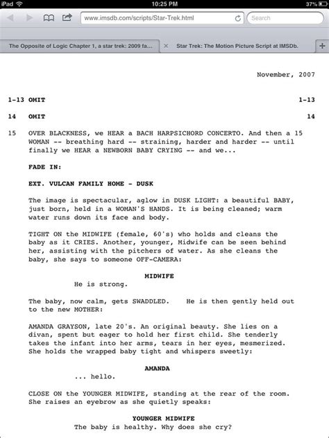 Full script uncut unedited of Star Trek 2009 http://www.imsdb.com ...