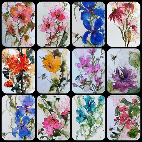 Aquarelles Et Feutre Par Abby Aquarelle Fleurs Fleurs Aquarelle