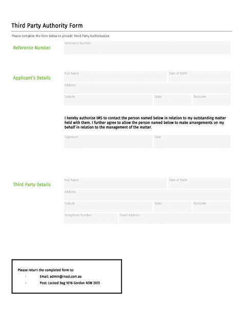 Fillable Online Free Third Party Authorization Forms In Pdfms