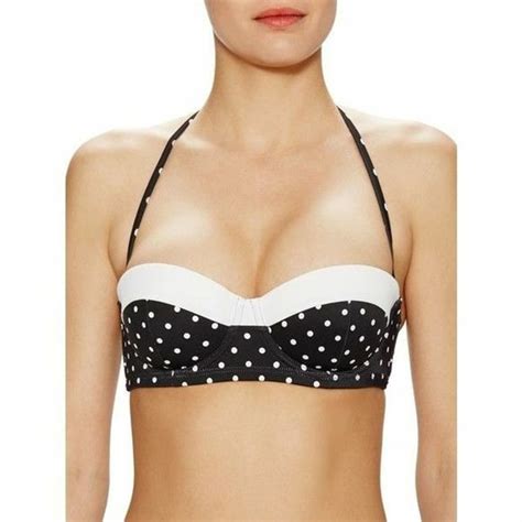 Nwt New Spanx Retro Balconette Swim Bra Bikini Top Black White Polka