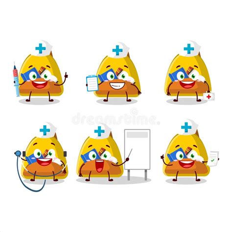 Doctor Profession Emoticon With School Bag Cartoon Character Stock