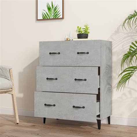 ARMOIRE DE CHAMBRE Buffet Gris béton 69 5x34x90 cm Bois d ingénierie