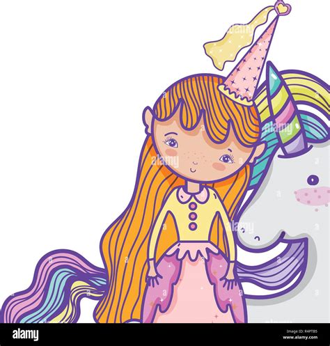 Cute Magic Princess And Unicorn Cartoon Vector Illustration Graphic