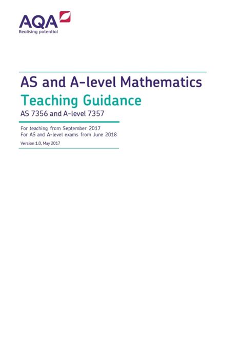 AQA AS and A-Level mathematics teaching guidance | Teachit