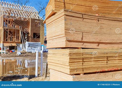 Stacked Wooden Building Materials a Stack of Boards Wood Frame and Beam Construction Stock Image ...