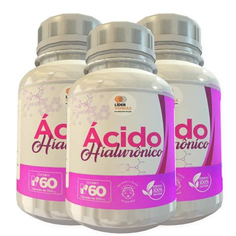 Ácido Hialurônico 500Mg 60 Cápsulas Kit 3 Potes no Shoptime