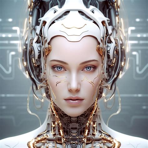 Premium Ai Image Beautiful Face Of Woman Robot With Futuristic