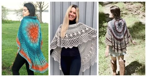 Circular Asymmetric Long Poncho Crochet Patterns