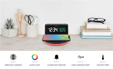 La Crosse Technology 617 148 INT Wireless Charging Alarm Clock With