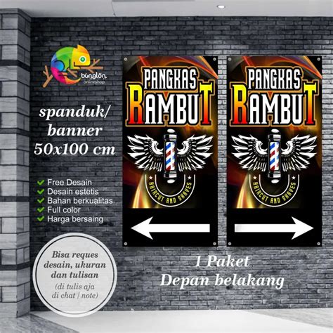 Spanduk Banner Plang Pangkas Rambut Depan Belakang Model C Lazada