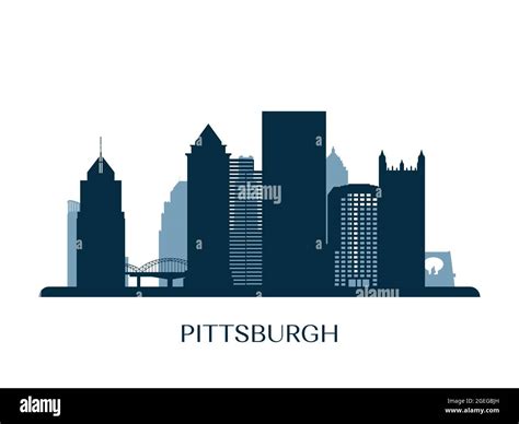 Pittsburgh skyline, monochrome silhouette. Vector illustration Stock ...