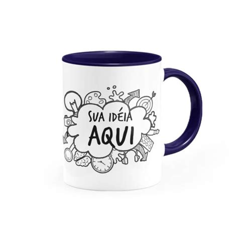 Caneca Personalizada Al A E Interior Azul Escuro Canecas Horas