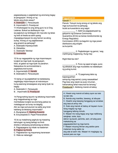 SOLUTION Pagbasa At Pagsusuri Q3 Reviewer Studypool