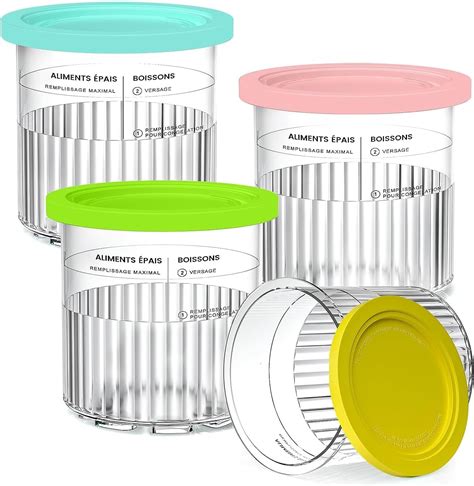 4 Pack Replacement Ice Cream Pint With Lid，compatible With