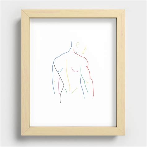 Multicolor Man Line Drawing Male Figure Wall Art Nude Art Man Body