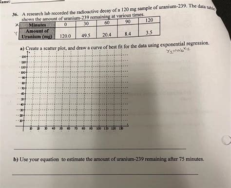 Solved 36. A research lab recorded the radioactive decay of | Chegg.com