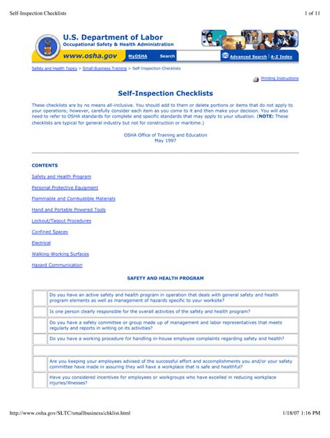 Osha Self Inspection Checklist 2007 2025 Form Fill Out And Sign