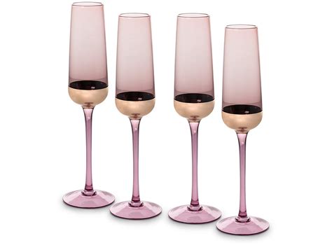 Boja Set Of Four Gold Foil Champagne Flutes Oliver Bonas