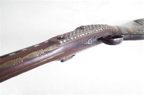 Lot 75 - Afghan flintlock Jezail rifle,