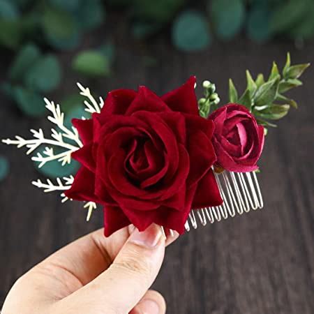 Amazon Kercisbeauty Blush Pink Rose Hair Comb Leaf Headpiece