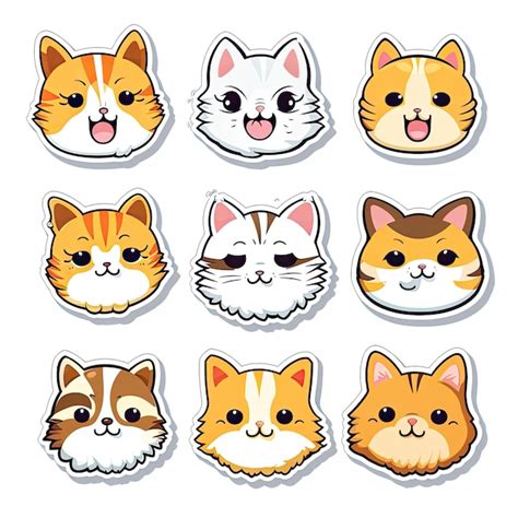 Premium Ai Image Cute Sticker Cartoon Cat Vector Illustration