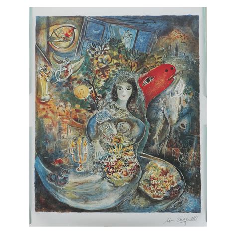 Reproduction Offset Lithograph After Marc Chagall Bella Ebth