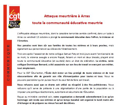 Attaque Meurtri Re Arras Toute La Communaut Ducative Meurtrie