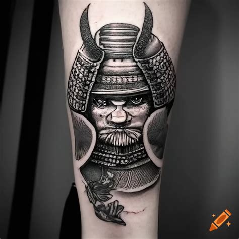 Blackwork Samurai Tattoo Design On Craiyon